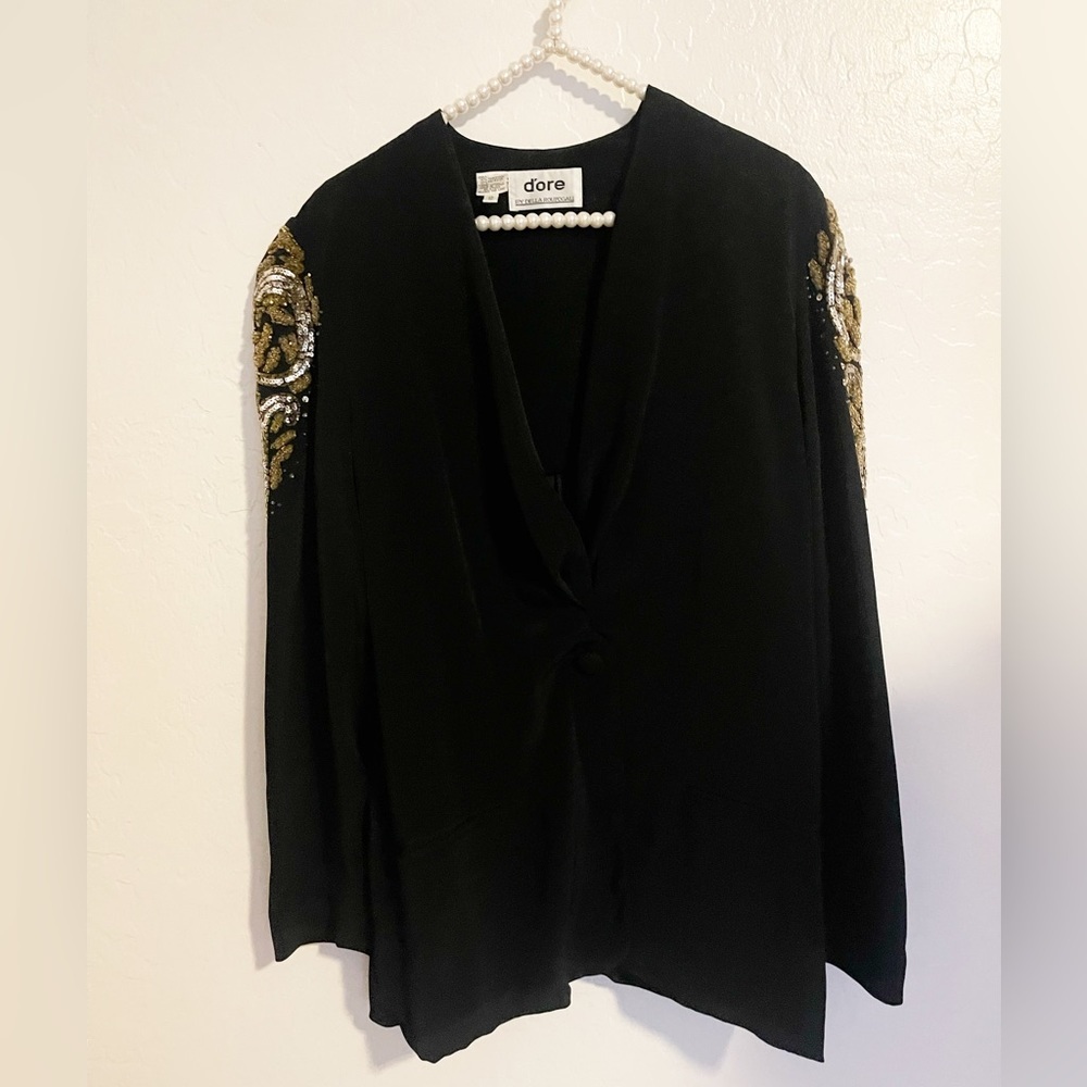 vintage D’ore by Della Roufogali embellished shoulder blazer size 12